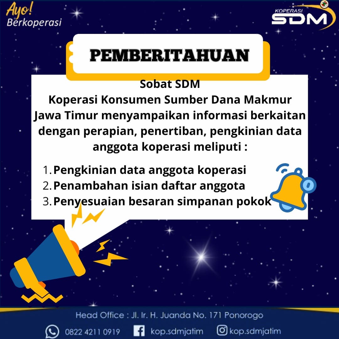 Pemberitahuan Anggota Koperasi Sumber Dana Makmur Jawa Timur